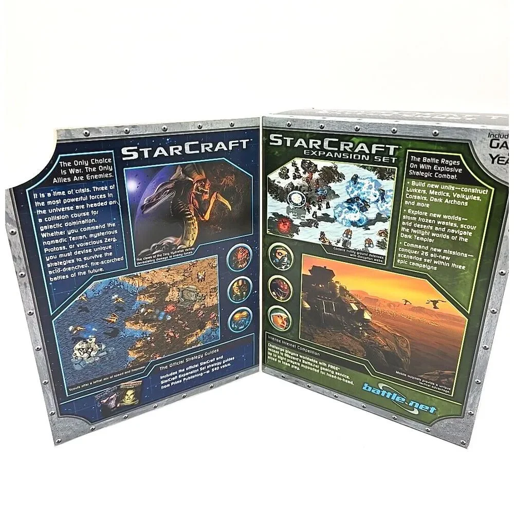StarCraft Battle Chest PC Game Vintage Blizzard‎ W/GUIDES